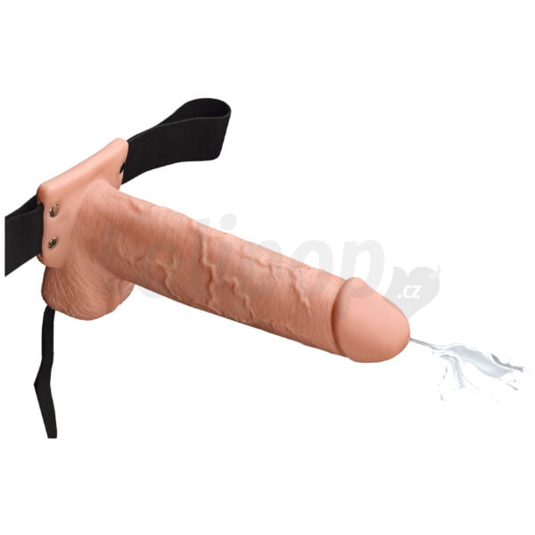 Fetish Fantasy 9&amp;amp;quot; Hollow Squirting Strap&amp;#45;On with Balls Flesh