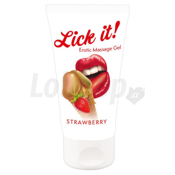 Lick&amp;#45;it 2v1 masážní lubrikant jahoda 50 ml