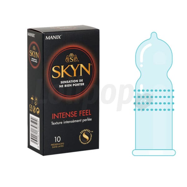 Manix Skyn Intense Feel vroubkované tenké bezlatexové kondomy 10 ks